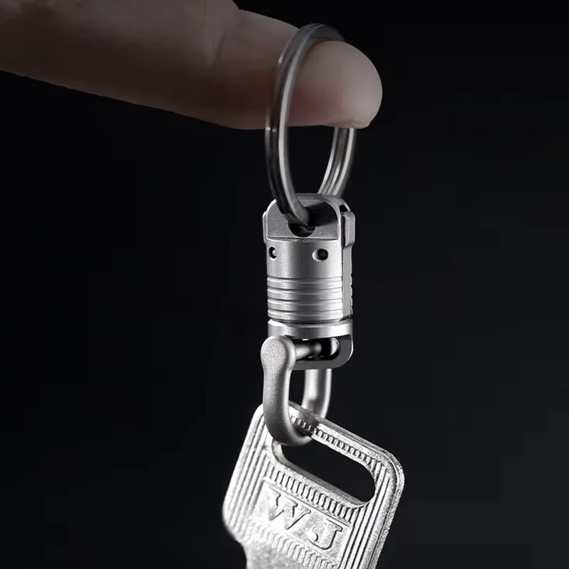Titanium Alloy Magnetic Keychain Outdoor Camping 360° Rotatable Mini Quick Release Buckle Pendant Ultralight EDC Tool Hiking