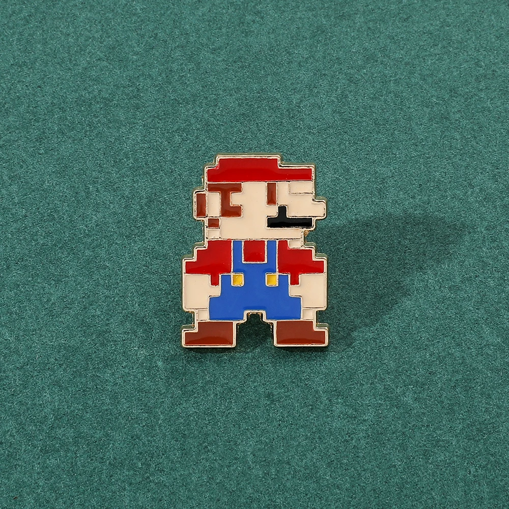 Jogo clássico Super Mario Broches, Anime dos desenhos animados, alfinetes de lapela de esmalte, emblemas bonitos do Mario para mochila, acessórios