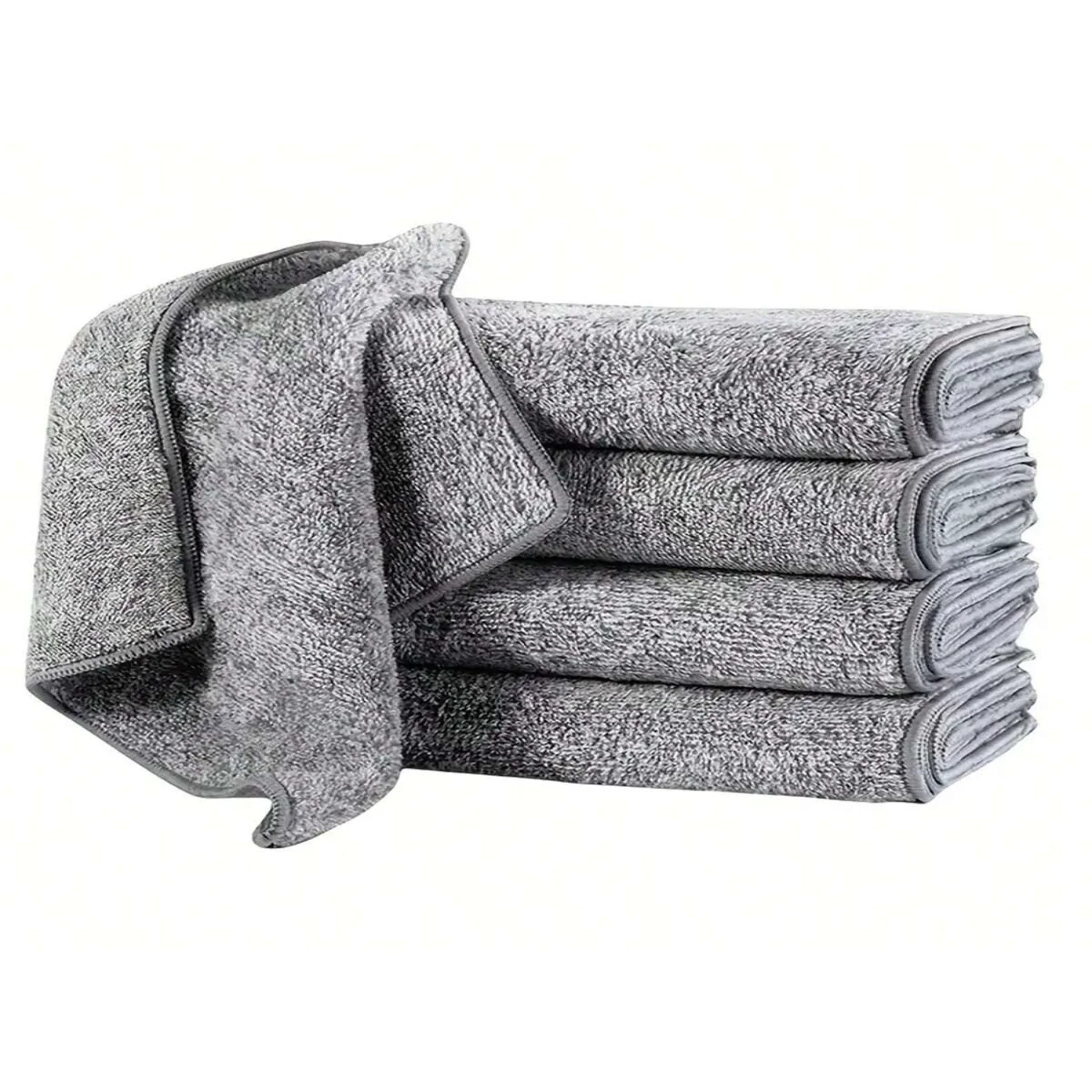 10st grijze ultrafijne vezelreinigingsdoek, vierkante sponsdoek, bamboe houtskool theedoek, superabsorberende handdoek, herbruikbare kit