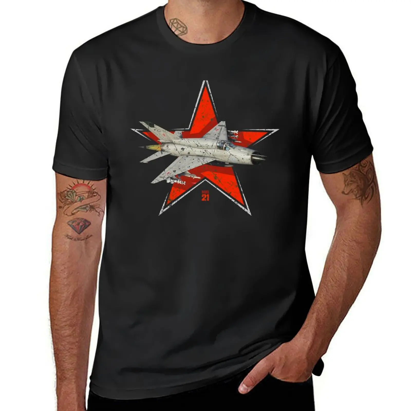 MIG 21 Vintage Fighter Aircraft T-Shirt plus size tops sweat plain t shirts for men graphic