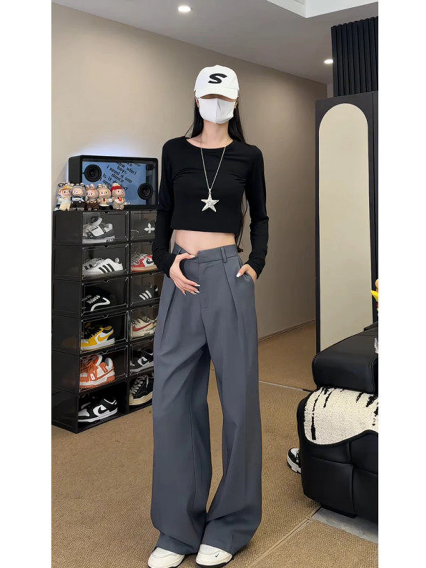

Casual Men's Trousers Spring Autumn Wide Leg Pants Drapey Straight Cut Westwear Knife Design Daily Commute Basic Sle