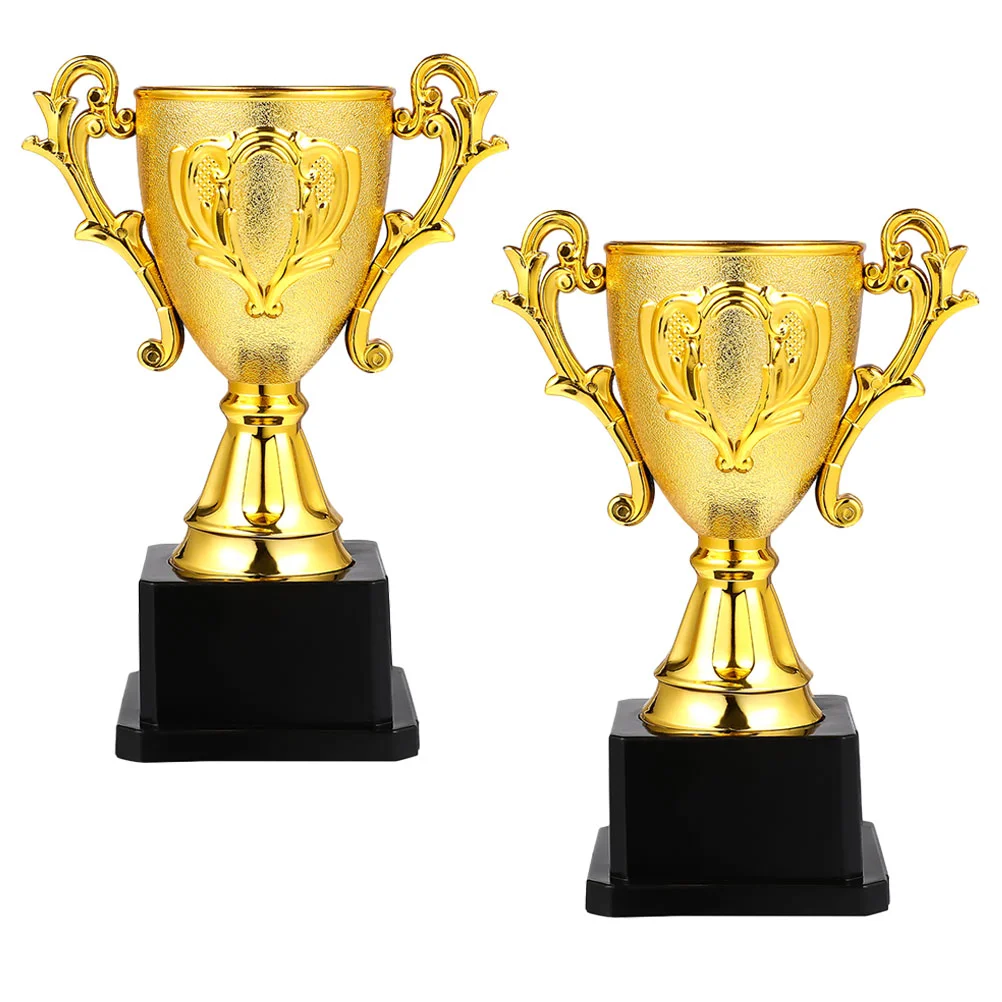 

2 Pcs Delicate Trophy Student Mini Toys Lifelike Children Plastic Winner Award Kid