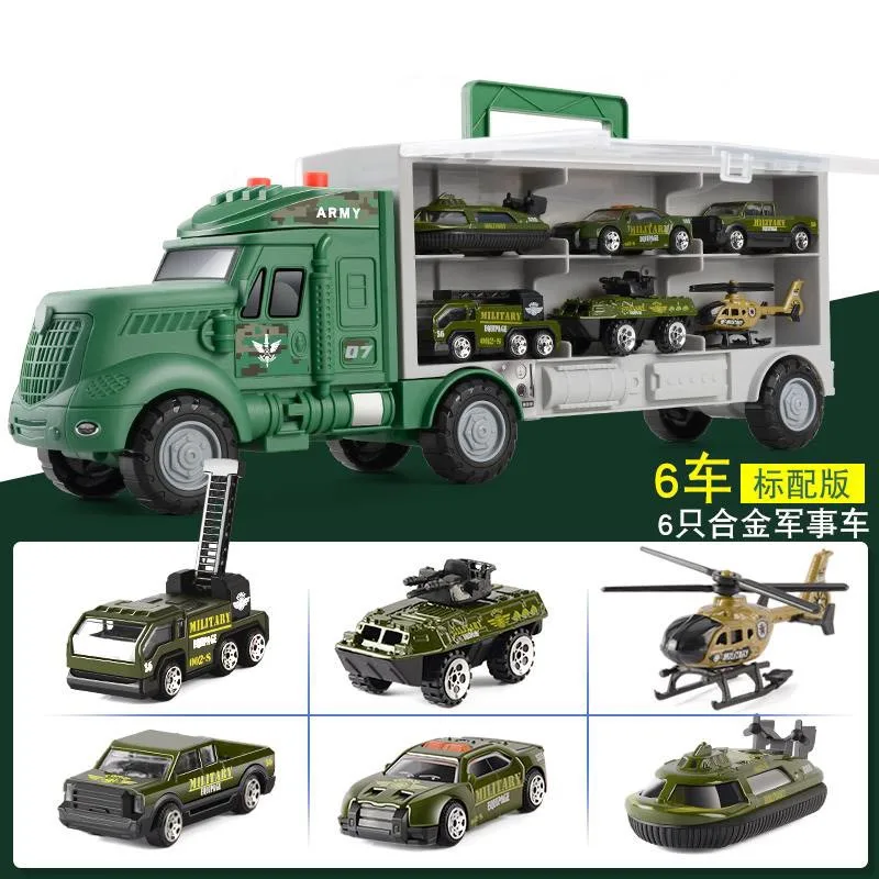 Kids Storage Toy Car Container Truck Transport Truck Ejection Folding Storage Alloy Sound-light Simulation Car Model Boy Toy Car