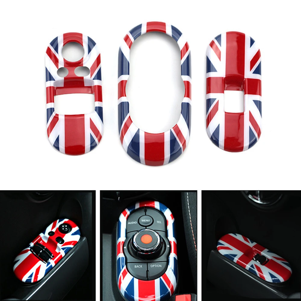 

3Pcs Car Side Door Window Lifter Switch Multimedia Panel Cover Sticker For Mini Cooper JCW F56 Hatchback Auto Decor Accessories