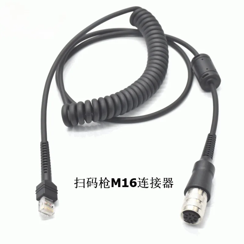 Handheld Scanner Gun Circular C091D-8P Female M16 Plug Molded To RJ45 Connector With Spring Wire