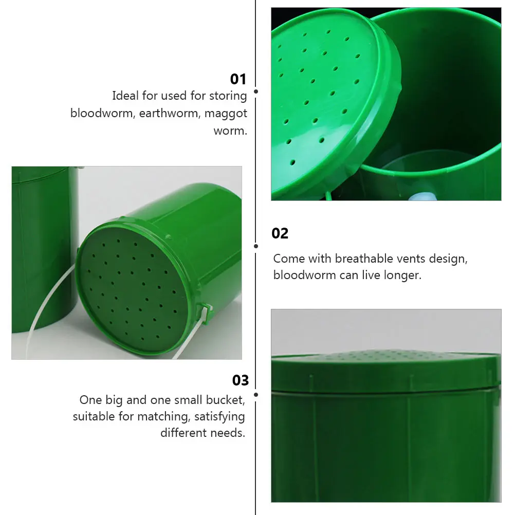 

2 Pcs Fishing Bait Barrel with Cover Plastic Live Worm Storage Worms Containers Bucket