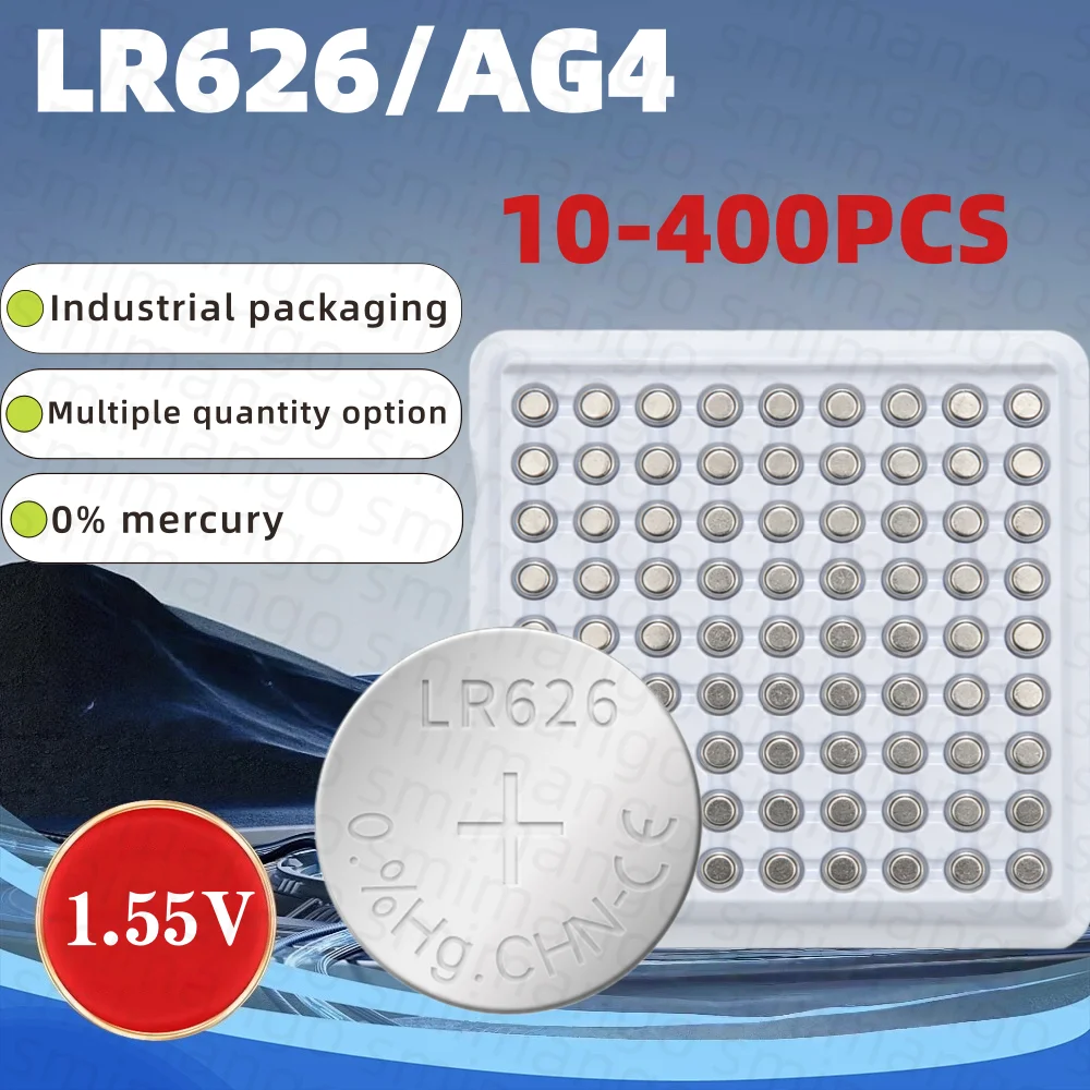 High Capacity SR626SW AG4 Alkaline Battery LR626 377A V377 1.5V Watch Button Cell Batteries for Mini Flashlight Toy