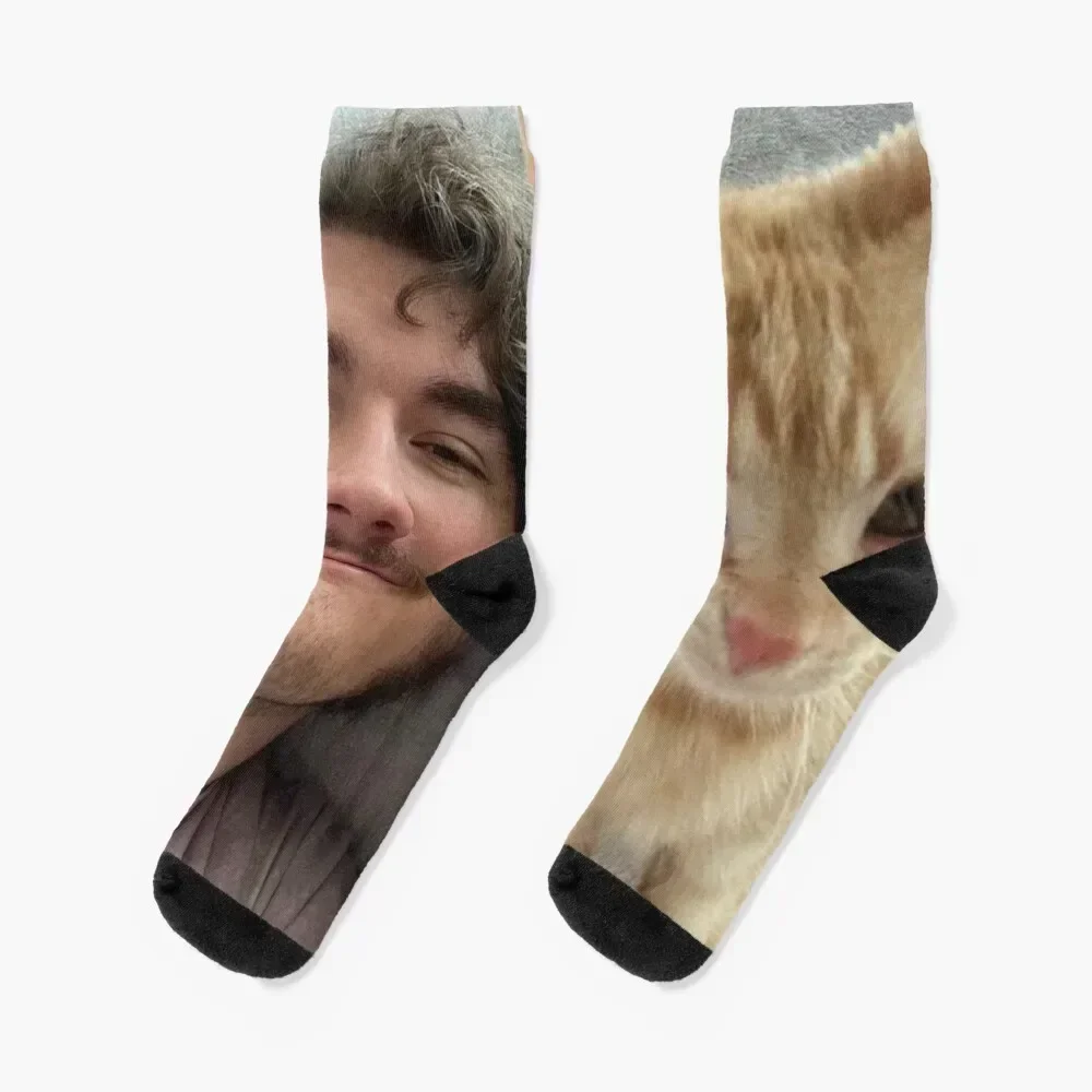 

Schlatt and his cat Socks luxury luxe hiking aesthetic Men Socks Women's kids floral sports stockings Women Socks Men's