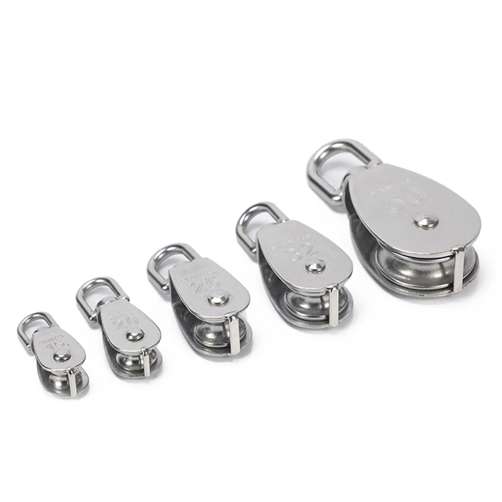 304 Stainless Steel Single Pulley M25 M32 M50 Single Pulley Traction Sheave Wire Rope Pulley Lifting Sheave Tools