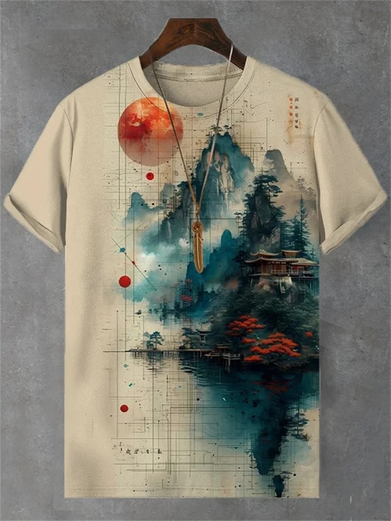 Japanese Ukiyo-e Graphic T Shirts For Men Fashion Trend Short Sleeve 3D Printed Summer T-shirts Cool Streetwear Harajuku Tees