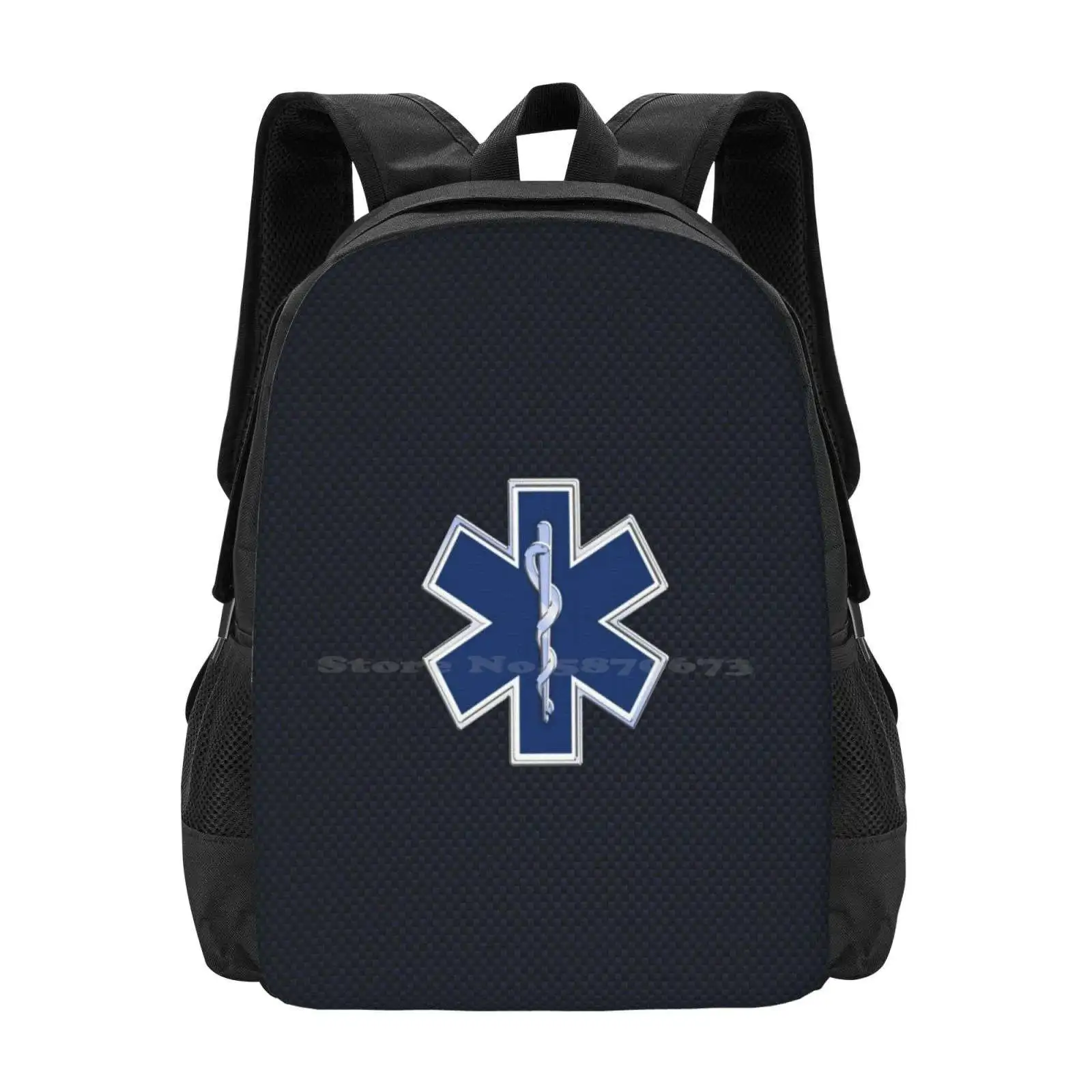 Paramedic Star Of Life Hot Sale Schoolbag Backpack Fashion Bags Emt Ems Paramedic Emergency Technician Star Of Life Blue Snake