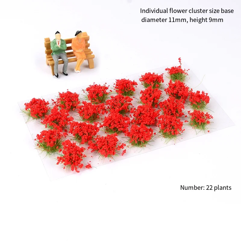 22Pcs Flower Model Flower Cluster Simulation Landscape Garden Decor Static Grass Scenery Model Grass Tuft DIY Building Layout