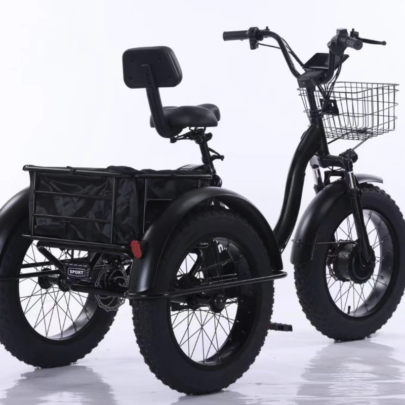 Foldable electric tricycle carbon‑steel and aluminum alloy frame unisex 20‑inch fat tire commuter vehicle