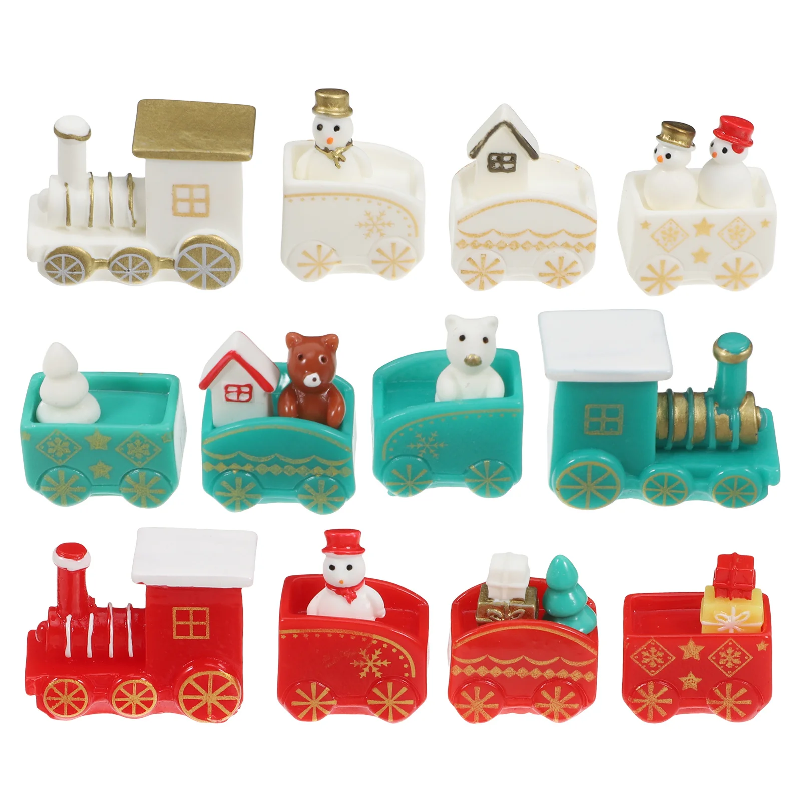 

24 Pcs Wooden Snowman Gift Group Resin Christmasexpress Traintable Ornaments