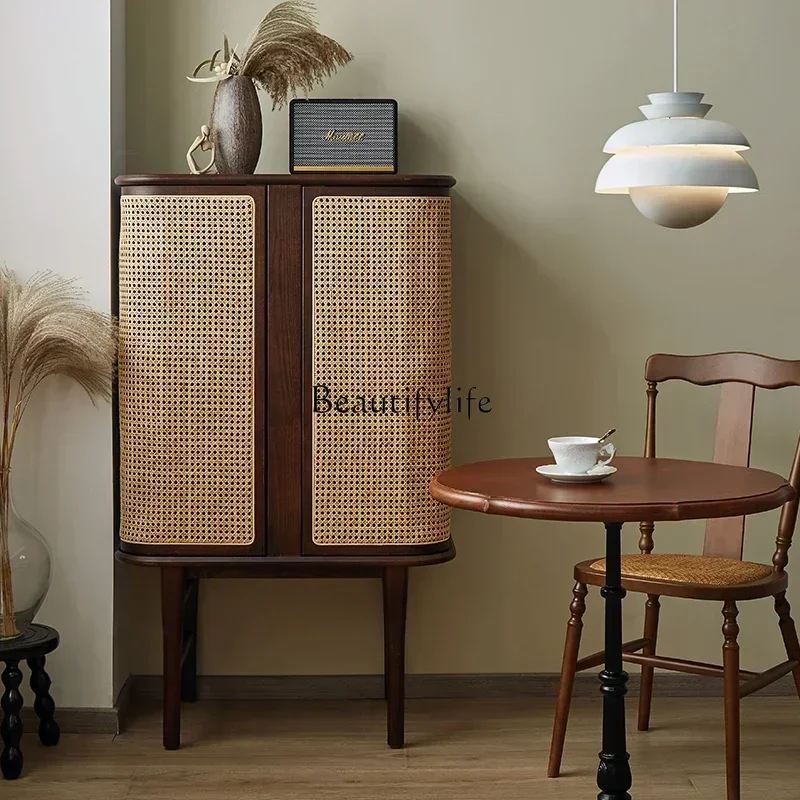 نمط جديد الشمال الرجعية خزانة تخزين جدار الروطان المنزلية الحديثة بسيطة خزانة جانبية ss 8617 #3