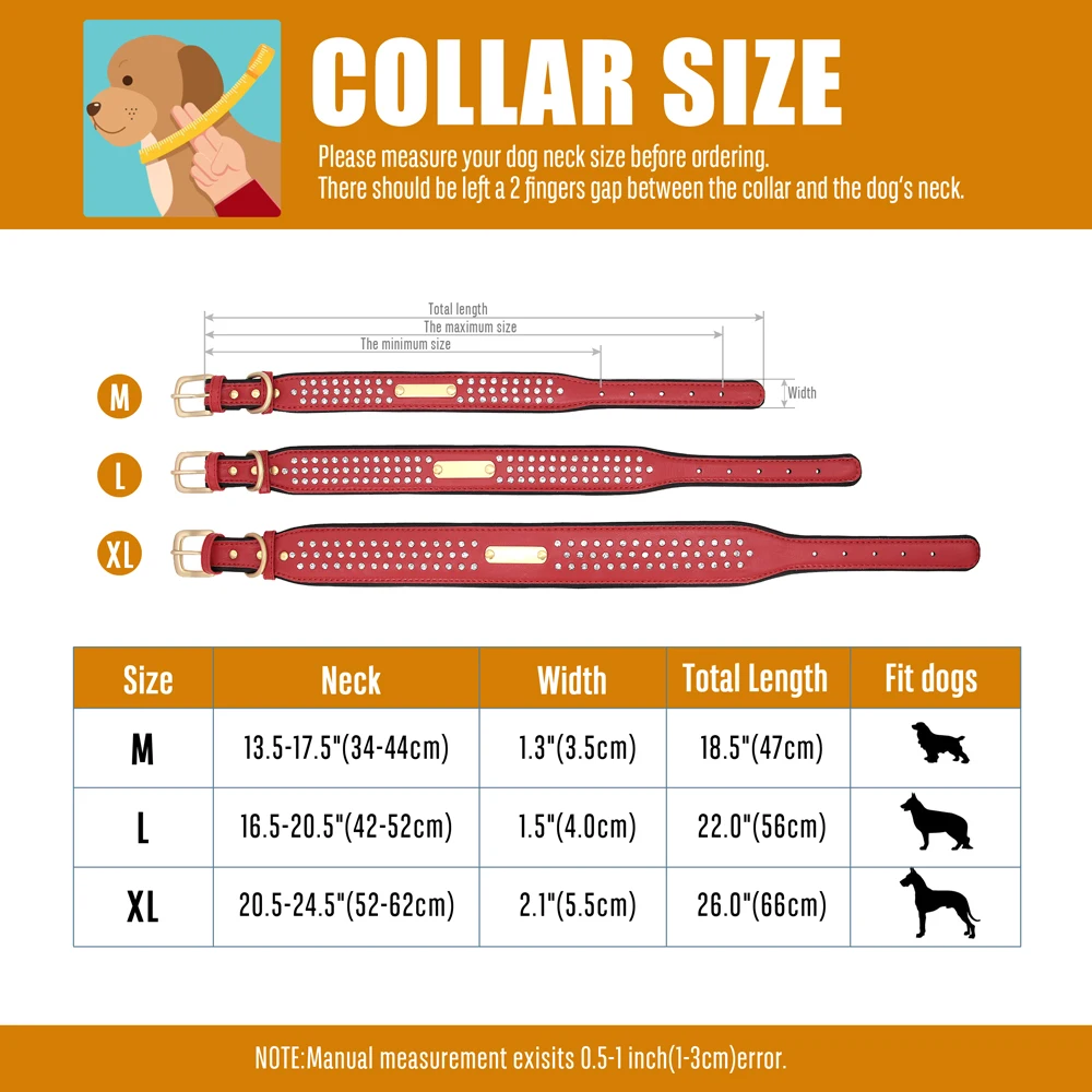 맞춤형 크리스탈 가죽 개 목걸이, 맞춤형 라인석 개 목걸이 버클이 있는 맞춤형 개 목걸이 중형 대형견용 새겨진 ID 칼라