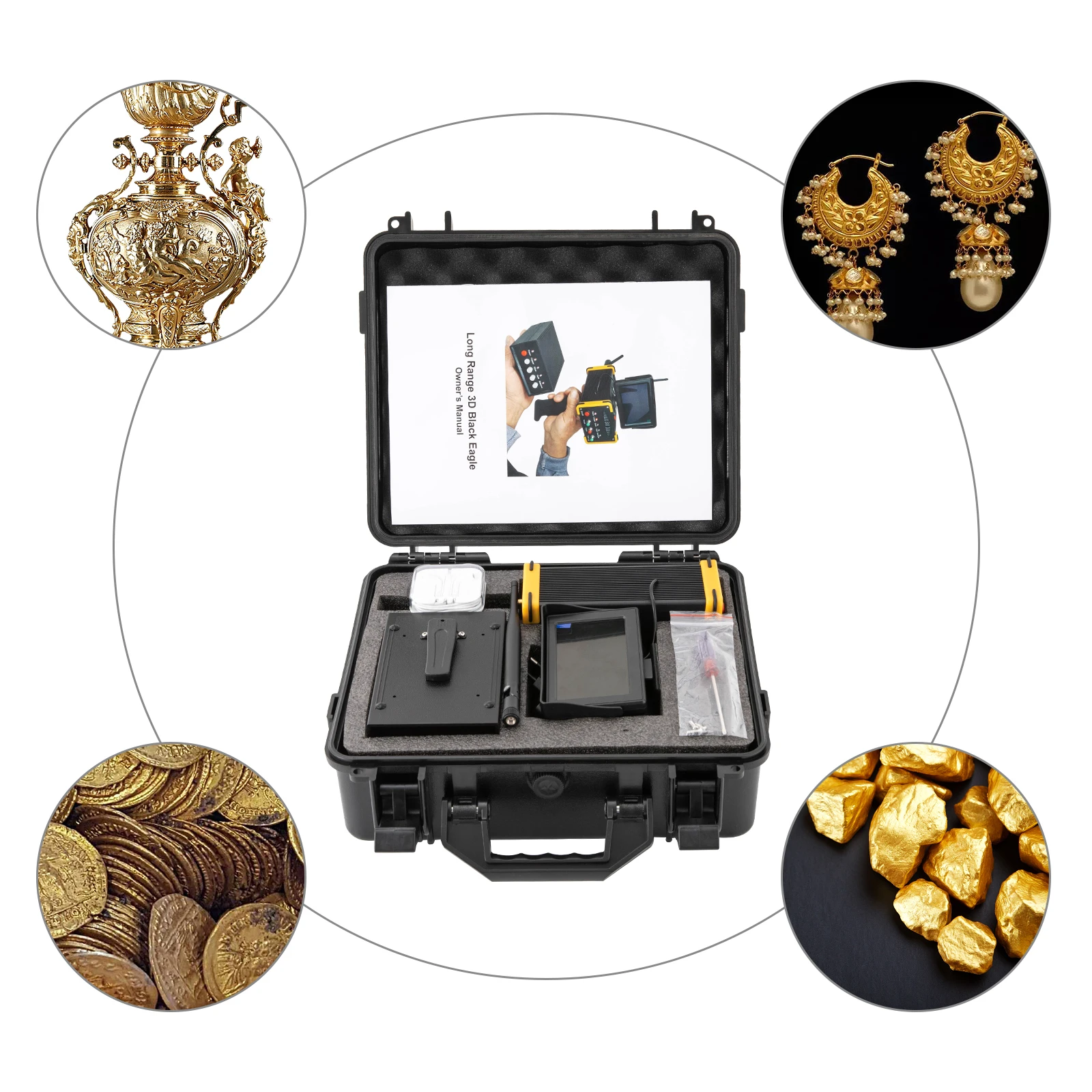 Metal detector professionale per oro e argento, scanner sotterraneo con display LCD e rotazione automatica, ricerca profonda fino a 52 piedi