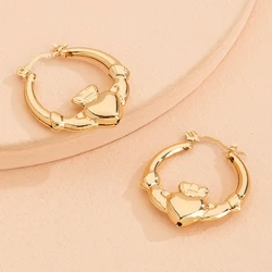Metal Geometric Hoop Earrings For Women Girls Heart-shaped Temperament Holiday Party Gift Fashion Jewelry Ear Accessories BE559