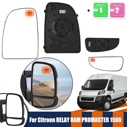 Reemplazo convexo calentado de cristal de espejo lateral izquierdo derecho superior inferior para Fiat Ducato 2006-2023 Ram ProMaster 2014-2023 Citroen