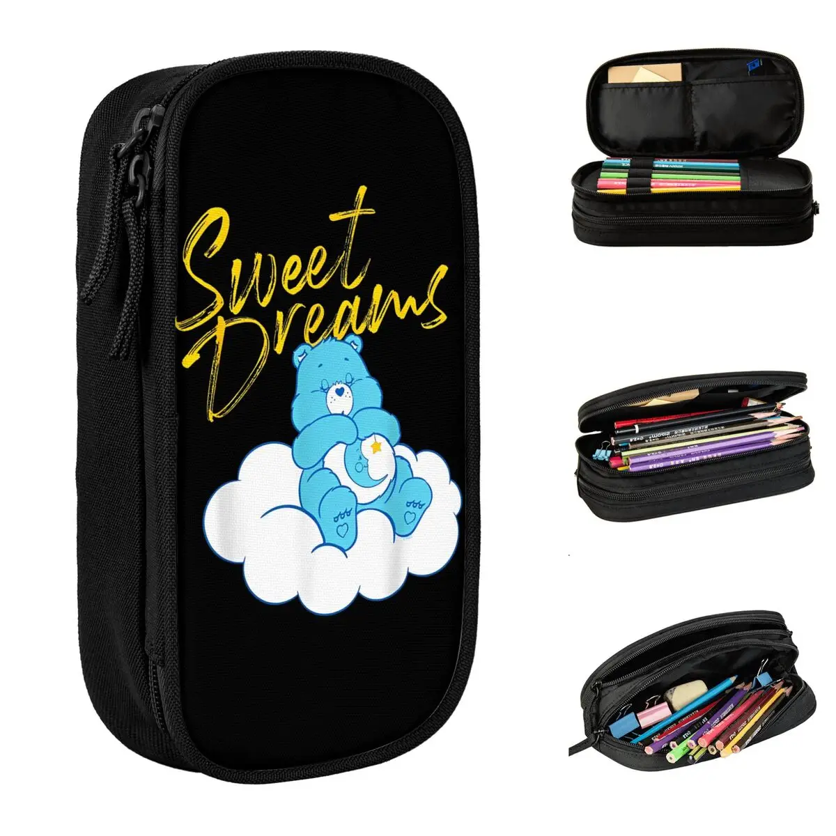 حافظة أقلام رصاص من Care Bears Sweet Dreams حقيبة أقلام للبنات والأولاد تخزين كبير للطلاب صندوق أقلام رصاص هدية للمدرسة