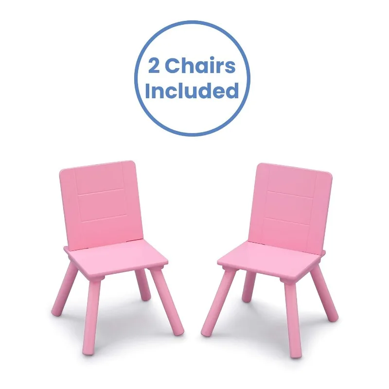 Ensemble de table et de chaise pour enfants avec rangement, blanc, rose, 2 chaises l'intensité