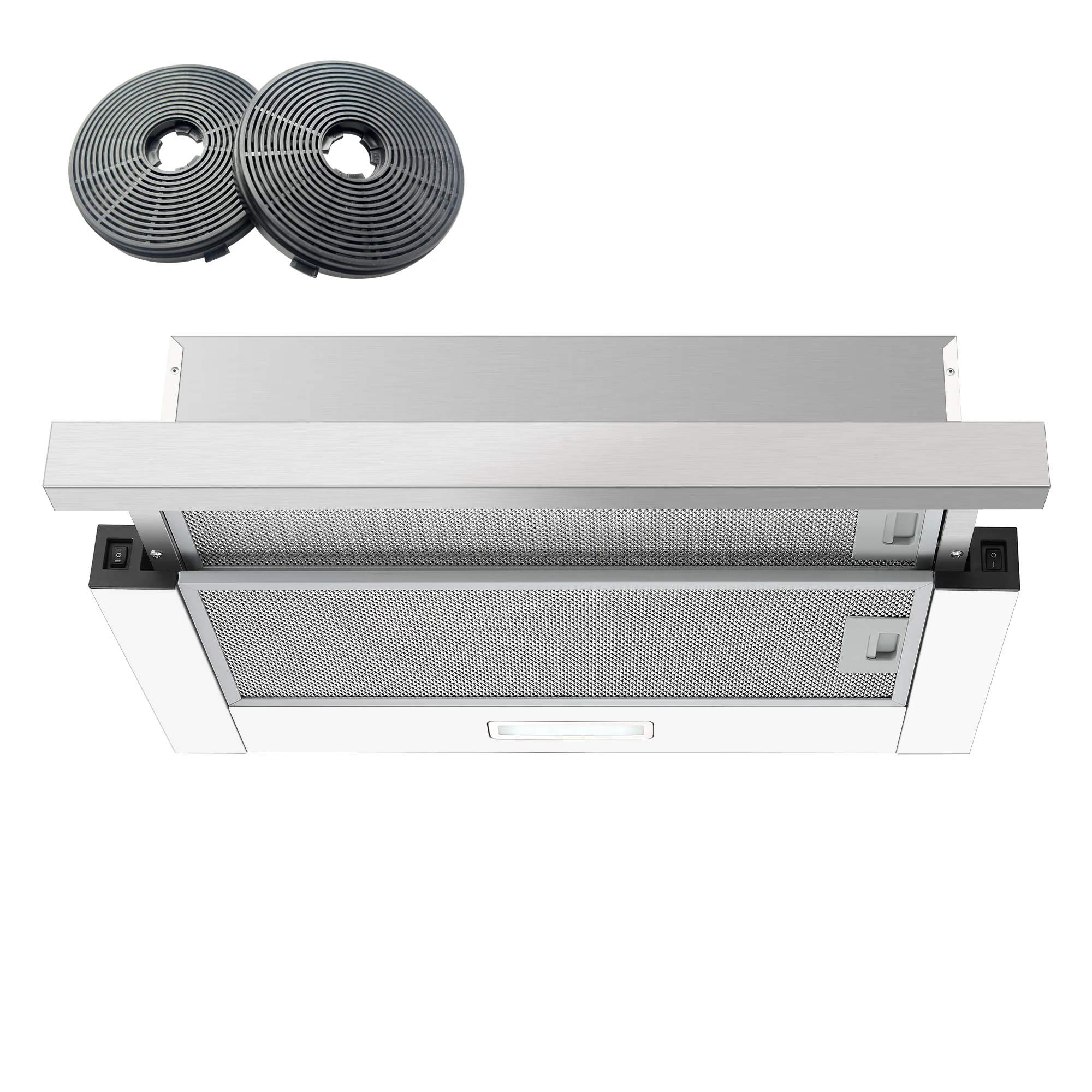 KICHPOWER 60 cm 400 m3/h A+++ Luce LED, 2 filtri, basso rumore, funzione di memoria, cappa aspirante per telescopio lavabile in lavastoviglie