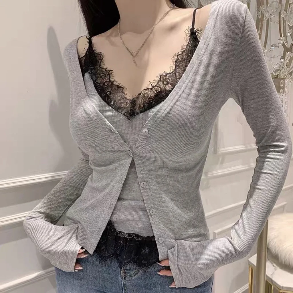

Сексуальный женский жилет с кружевными бретелями Pure Desire, комплект из двух предметов Long Sve Dongda Gate, Новое поступление, хлопковый комплект с v-образным вырезом Faion