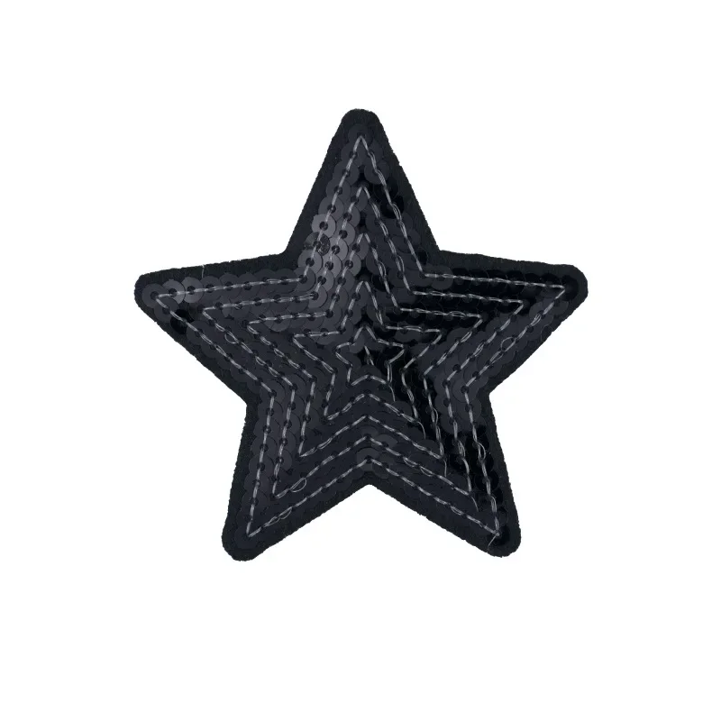 Bead Embroidery 1PCS Five-Pointed Star Sequin Patch For Clothing Bag Hat Decoration Iron On Label Applique Accessories