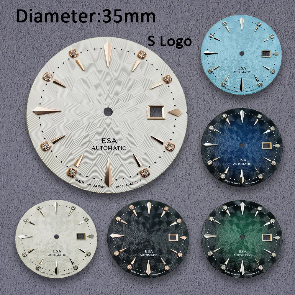 Nh35 Dial S Logo 35mm Diamond Cocktail Numeral Dial Suitable For NH35 NH36 Movement No Luminous Watch Accessories Repair Tool