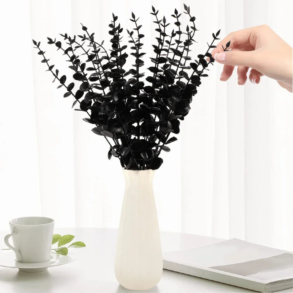 10 Stück künstliche Eukalyptusblätter, Eukalyptus-Stiele für Zuhause, Blumenstrauß, Herzstück, Hochzeitsdekoration, Weihnachtsdekoration – Detail 3