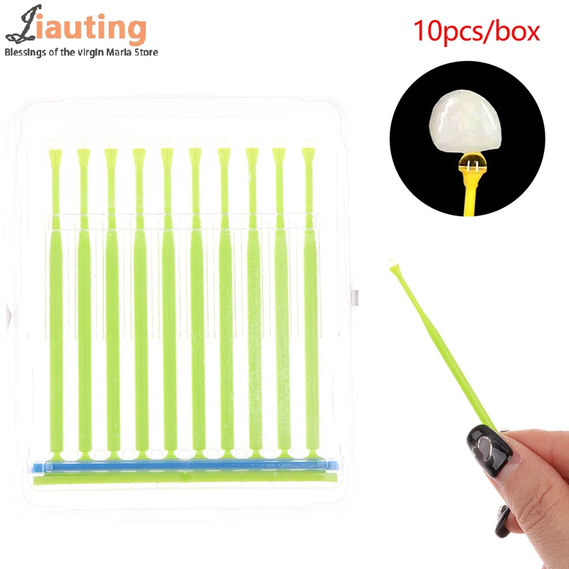 

10Pcs/BOX Disposable Dental Applicator Brush Sticks Adhesive Tip For Tooth Crown Porcelain Veneer Dentist Materials