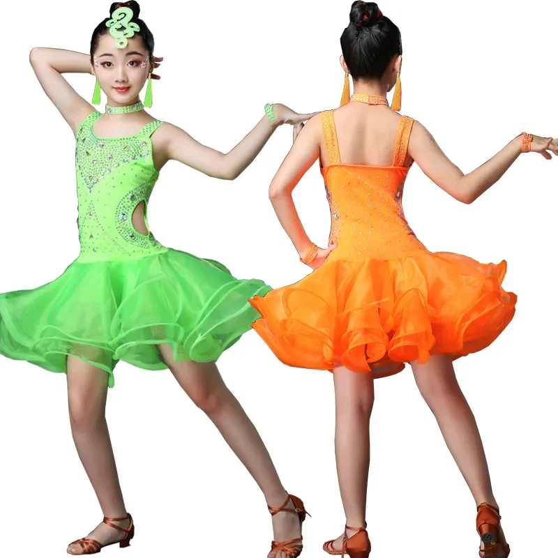 Girls Ballroom Latin Dance Clothes Kids Salsa Performance Costumes competition Girls Figure Skating Dress Rave Outfits