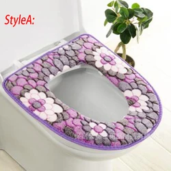 Flower Warm Toilet Cover Seat Lid Top Cover Pad Bathroom Warmer Toilet Seat Bowl Soft Washable Toilet Seat Cover
