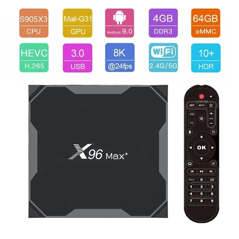 X96 MAX Plus 4GB 64GB 32GB Smart TV Box Android 9.0 Amlogic S905X3 Quad Core Wifi 4K TV BOX X96Max TV Set Top Box 2GB 16GB