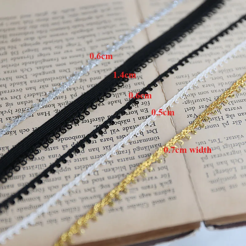 Baby Clothes Accessories Beige Gold Silver Black Coil Loop Edge Webbing Lace Accessories