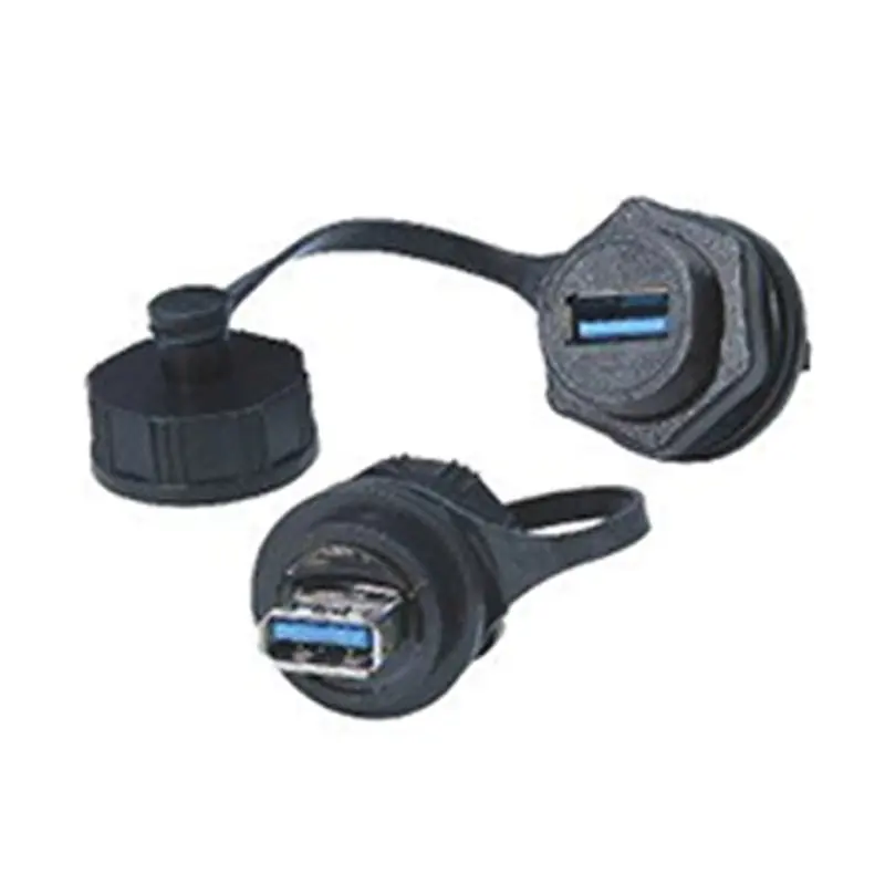 ELEWIND Double Female Base High-Performance USB3.0 Connectors High-Speed Communication Panel Mount with Waterproof Cover