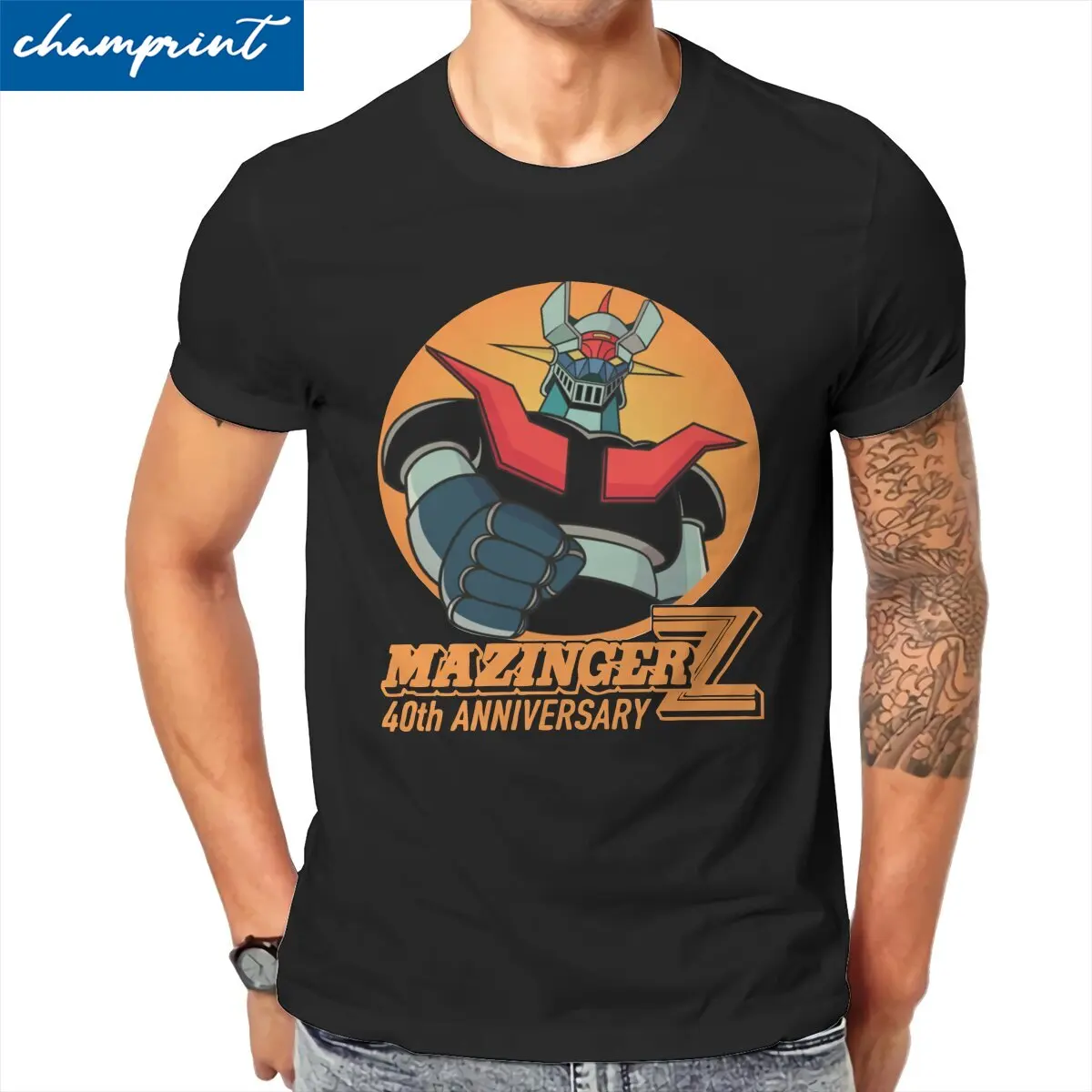 Mazinger Z 40th T Shirt Men 100% Cotton Hipster T-Shirts Robot Grendizer Goldorak Actarus Tees Short Sleeve Tops Plus Size