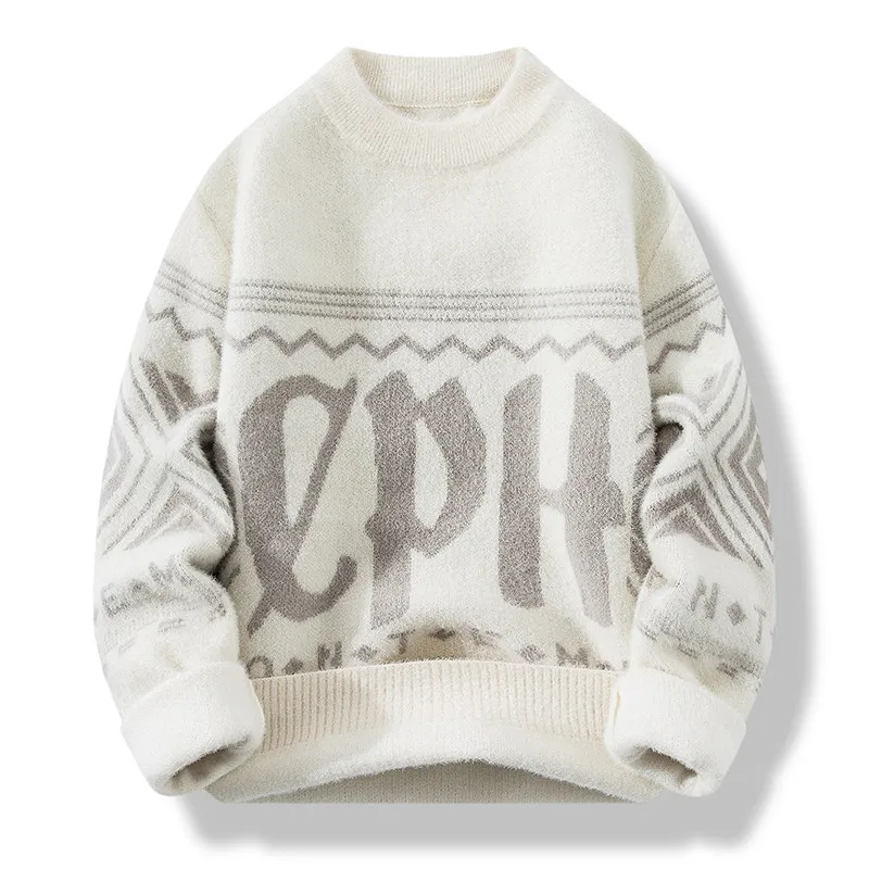 

Loose Casual Men's Knitted Sweater f High Collar Warm Autumn Winter Faion Versatile Student Wear Basic Long Sve Top