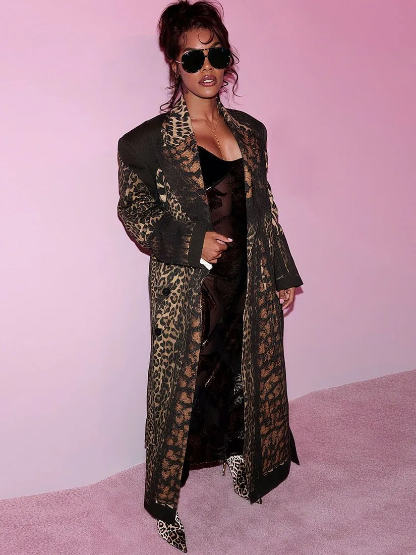 

Повседневная ветровка с леопардовым принтом и длинными рукавами, утепленная, из ПУ-материала, для женщин, весенний сезон