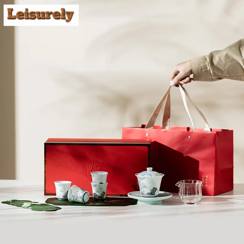 

Ручная роспись бамбуковых теней, чайный сервиз, полный набор, элегантный набор для чайной церемонии, набор чайных чашек и чайных чашек, аксессуары для кафе, украшения, подарок