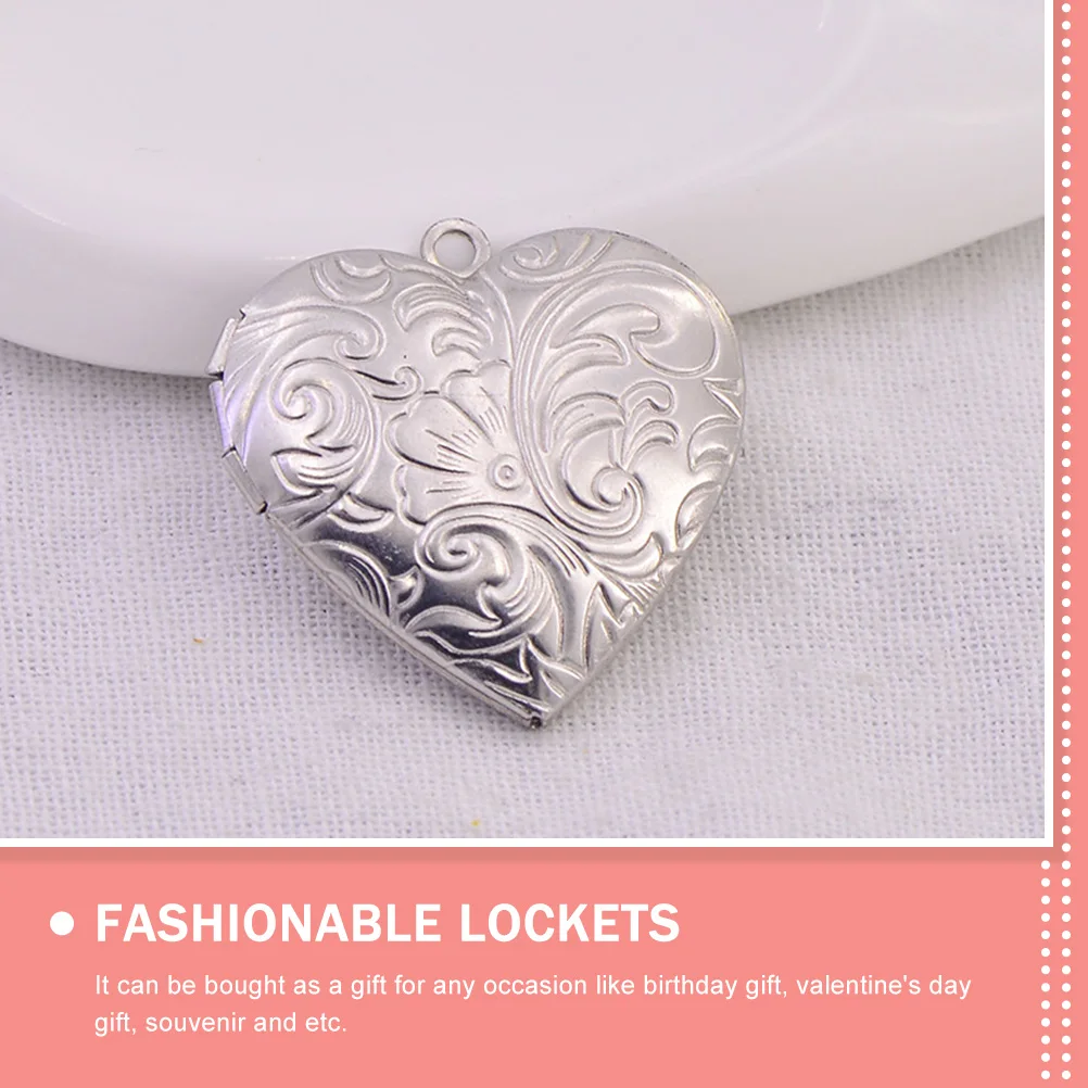 

10pcs Heart Shaped Photo Necklace Stainless Steel 29x28 6mm Opening Design Fashion Locket Gifts Accessories Valentine Present