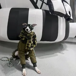 Winter Super-thick Whippet Army Green Clothes Quilted Turtle Collar Dog Coat Warm Italian Greyhound Adjustable Cotton Jacket