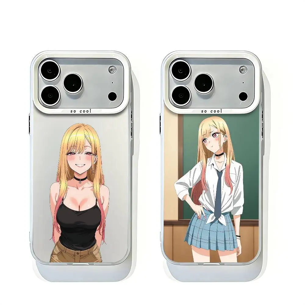 

Marin Kitagawa White Matte Large Lens Frame Cover For iPhone 12 11 14 13 17 16 15 Pro Max Mini Plus E
