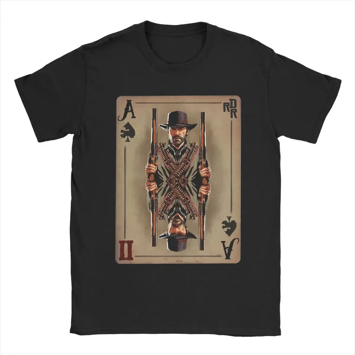 

Men Arthur Morgan Card T Shirts 100% Cotton Tops Vintage Short Sleeve O Neck Tee