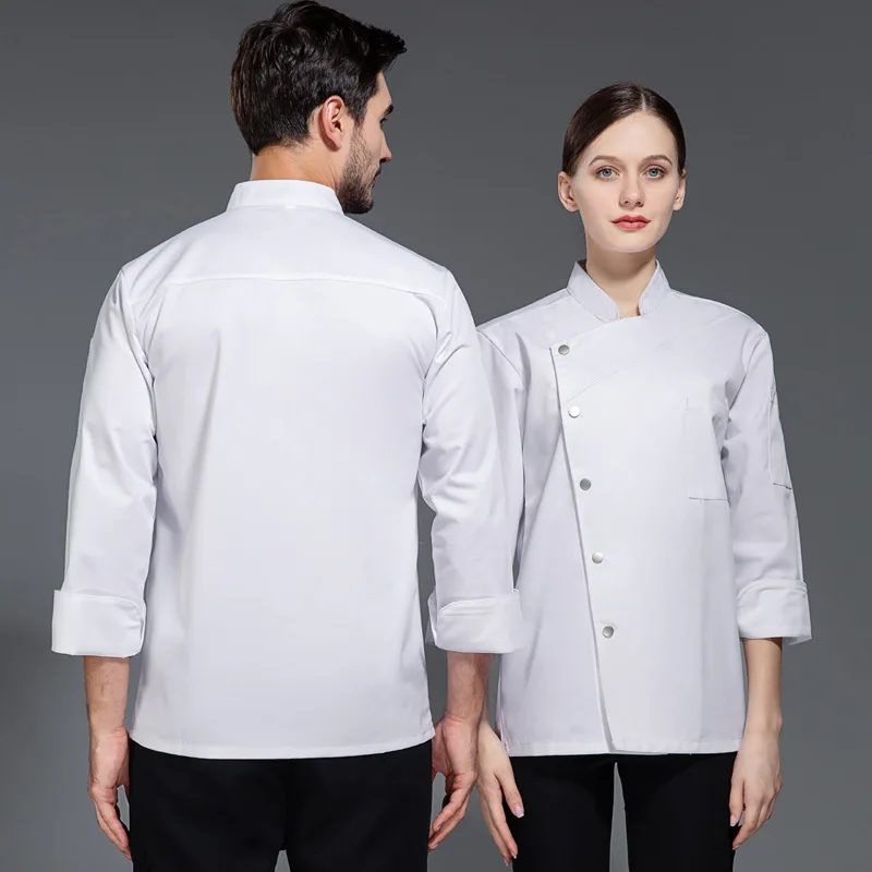 Chef Uniform ชายฤดูใบไม้ร่วงและฤดูหนาวห้องครัวเครื่องมือขนาดใหญ่ห้องครัวและโรงอาหารสตรีเบเกอรี่เสื้อผ้า Western