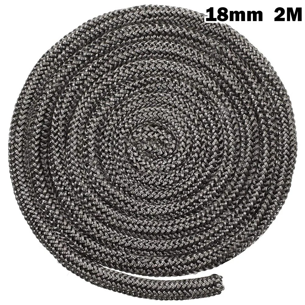 Poêle à bois noir/corde à feu, 18/20mm, 2m de long, joint de porte de brûleur à bûches, corde d'étan