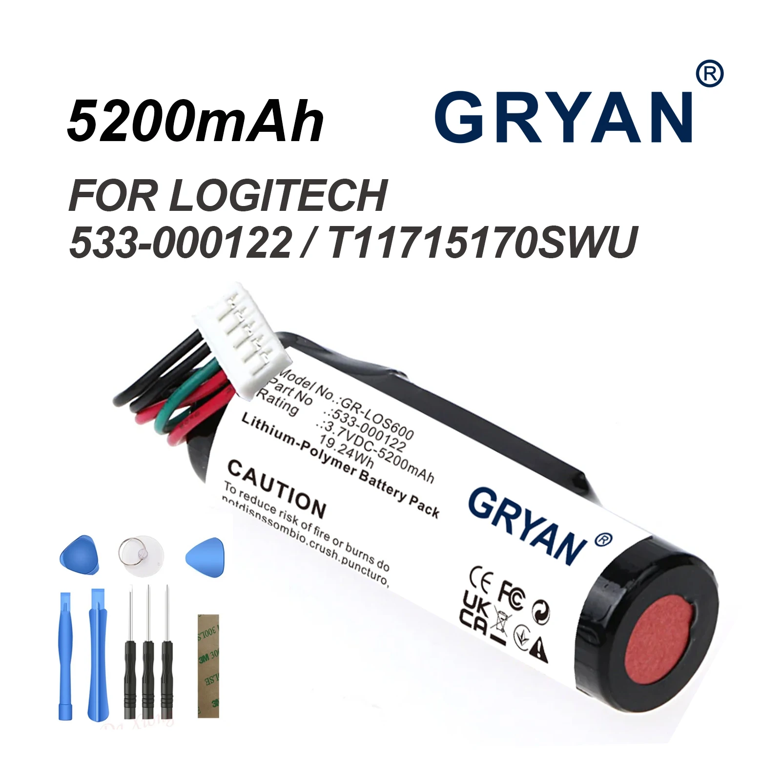 Speaker Battery For Logitech:UE ROLL,WS600,WS600BL,WS600VI,UE ROLL 2,UE Roll Ears Boom,UE Roll 1,533-000122,T11715170SWU,5200mAh