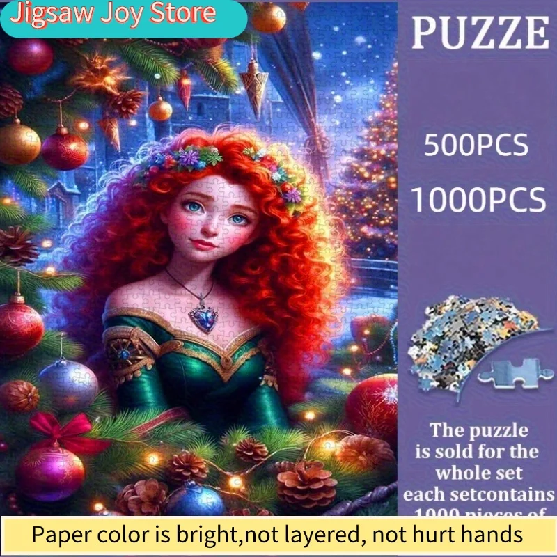 Disney-Puzzle, DIY-Papierpuzzle, Weihnachts-Alice-Prinzessin-Thema, dickes weißes Kartonmaterial, geeignet für Puzzle, Paar-Puzzle