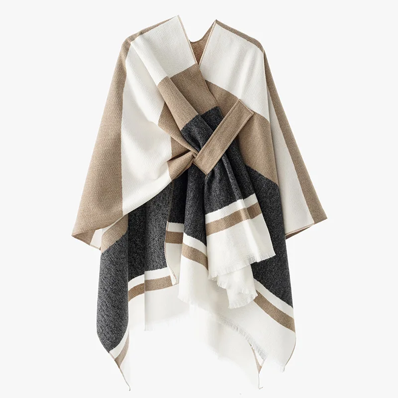 New women's Shawl Europe and the United States fashion simple diagonal bandage Cape outside a warm high-grade autumn and winter