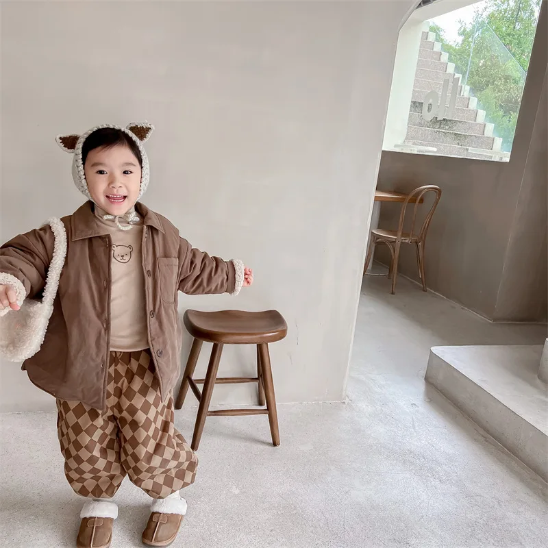 

Fleece Lined Kids Jacket For Girls Long Sleeve Coat Boys Thick Clothing Children's Cotton-Padded Clothes Baby Winter Outerwear